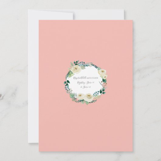 Waterverf Ivory Roos Leaf Baby Girl Shower Floral Kaart (Achterkant)