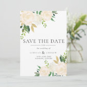 Waterverf Ivory Rozen Wedding Save The Date (Staand voorkant)