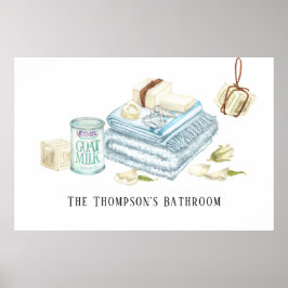 Waterverf Ivory White Soap Bathroom Poster