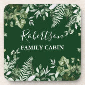 Waterverf Ivy Ferns Sage Family Cabin Green Bier Onderzetter (Voorkant)