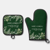 Waterverf Ivy Ferns Sage Family Cabin Green Ovenwant & Pannenlap Set (Voorkant)