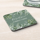Waterverf Ivy Ferns Sage Green Family Cabin Bier Onderzetter (Linkerzijde)