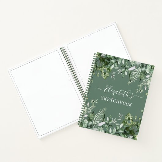 Waterverf Ivy Ferns Sage Green Sketchbook Notitieboek (Binnen)