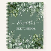 Waterverf Ivy Ferns Sage Green Sketchbook Notitieboek (Voorkant)