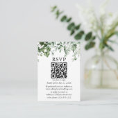 Waterverf Ivy Ferns Sage Green Wedding QR RSVP Informatiekaartje (Staand voorkant)