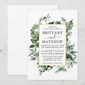Waterverf Ivy Ferns Sage Greenery Gold Wedding Kaart (Voorkant / Achterkant)