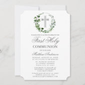 Waterverf Ivy Krans Eerste Communie Zilver Kaart (Voorkant)