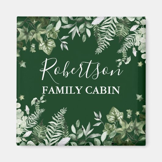 Waterverf Ivy Sage Ferns Family Cabin Green Magneet (Voorkant)