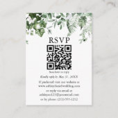 Waterverf Ivy Sage Ferns Green Wedding QR RSVP Informatiekaartje (Voorkant)