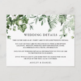 Waterverf Ivy Sage Ferns Wedding Details Kaart
