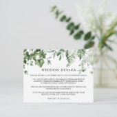 Waterverf Ivy Sage Ferns Wedding Details Kaart (Staand voorkant)