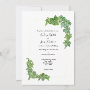 Waterverf Ivy Trim Wedding Invitation Kaart