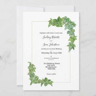 Waterverf Ivy Trim Wedding Invitation Kaart