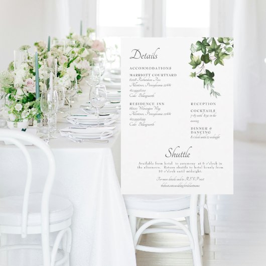 Waterverf Ivy Wedding Invitation Enclosure Kaart