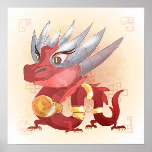 Waterverf jaar van de draak, Samurai Poster (Voorkant)