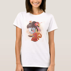 Waterverf Jaar van de Konijn, geisha T-shirt