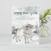 Waterverf Jaar van de Os | Chinees nieuwjaar Feestdagenkaart (Staand voorkant)