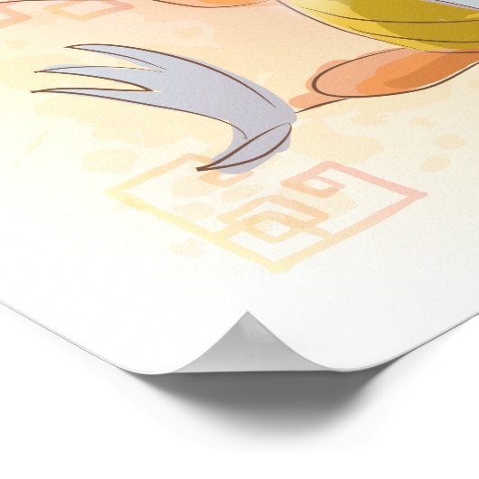 Waterverf Jaar van de Rooster, Samurai Poster (Hoek)