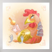 Waterverf Jaar van de Rooster, Samurai Poster (Voorkant)