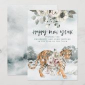 Waterverf jaar van de tijger | Chinees nieuwjaar Feestdagenkaart (Voorkant / Achterkant)