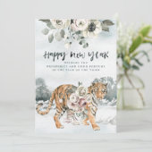 Waterverf jaar van de tijger | Chinees nieuwjaar Feestdagenkaart (Staand voorkant)