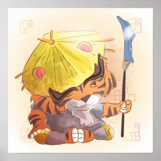 Waterverf jaar van de tijger, Samurai Poster (Voorkant)