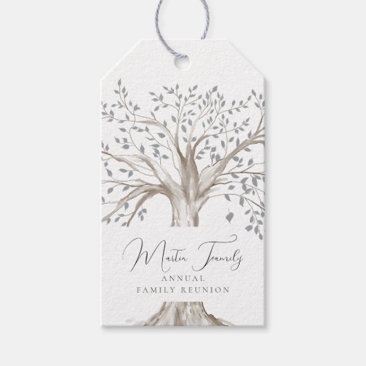 Waterverf jaarreünie over gezinsstructuur cadeaulabel (Voorkant)