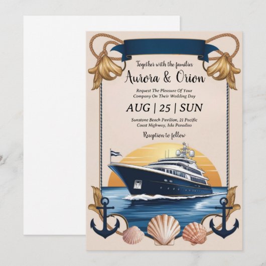 waterverf jacht huwelijksuitnodigingen kaart (Voorkant / Achterkant)