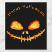 Waterverf Jack O' Lantern Gezicht Halloween Wijn Etiket (Enkel label)