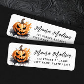 Waterverf Jack-o-lantern Halloween retouradres Etiket