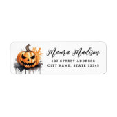 Waterverf Jack-o-lantern Halloween retouradres Etiket (Voorkant)