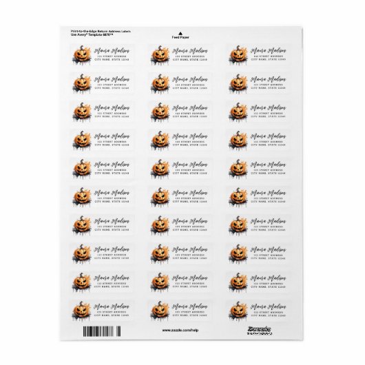 Waterverf Jack-o-lantern Halloween retouradres Etiket (Full Sheet)