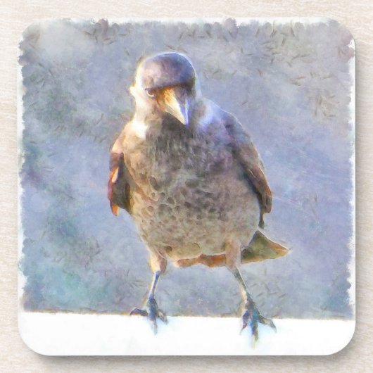 Waterverf Jackdaw Bier Onderzetter (Voorkant)