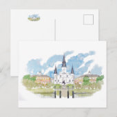 Waterverf Jackson Square Briefkaart (Voorkant / Achterkant)