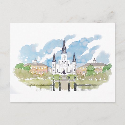 Waterverf Jackson Square Briefkaart (Voorkant)