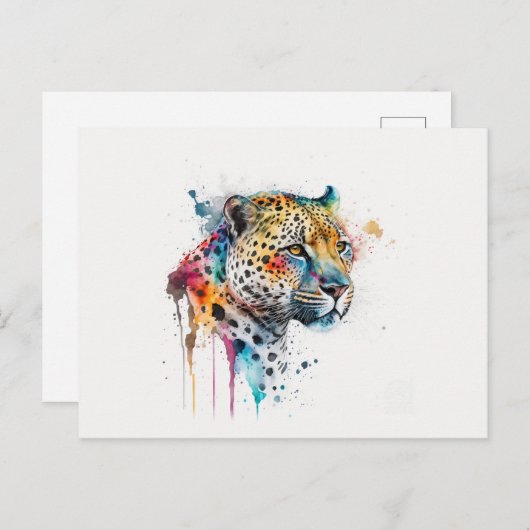 Waterverf Jaguar Briefkaart (Voorkant / Achterkant)