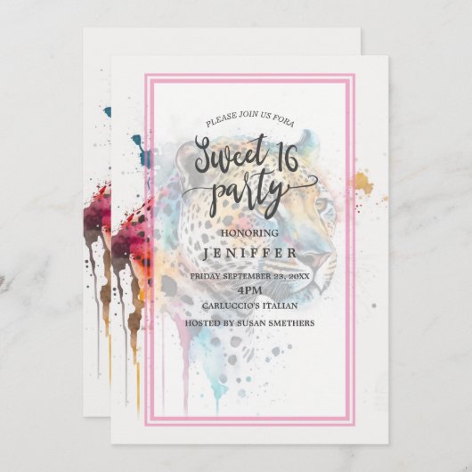 Waterverf Jaguar Kaart (Voorkant / Achterkant)