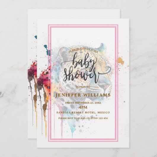 Waterverf Jaguar Kaart (Voorkant / Achterkant)