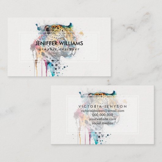 Waterverf Jaguar Visitekaartje (Voorkant / Achterkant)