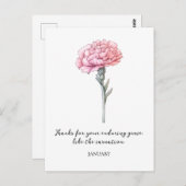 WATERVERF JANUARI ANJER GEBOORTEBLOEM BRIEFKAART (Voorkant / Achterkant)