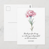 WATERVERF JANUARI ANJER GEBOORTEBLOEM BRIEFKAART (Voorkant / Achterkant)