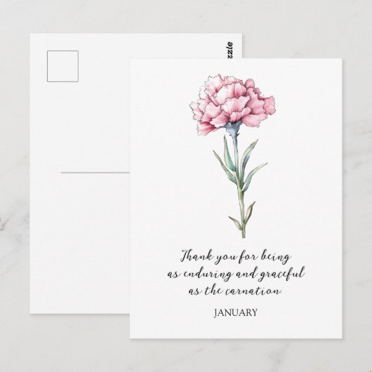 WATERVERF JANUARI ANJER GEBOORTEBLOEM BRIEFKAART (Voorkant / Achterkant)