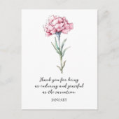 WATERVERF JANUARI ANJER GEBOORTEBLOEM BRIEFKAART (Voorkant)