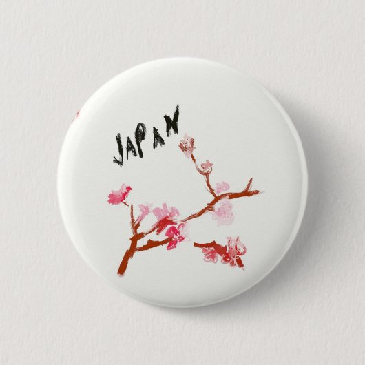 waterverf Japan Cherry Blossom Ronde Button 5,7 Cm (Voorkant)