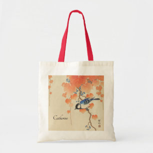 Waterverf Japans afdrukken met vogel Tote Bag