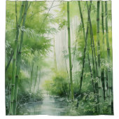 Waterverf japans bamboe bos douchegordijn (Voorkant)