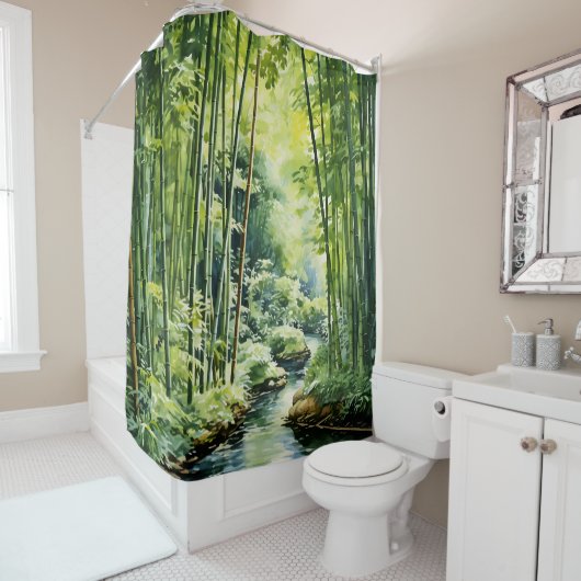 Waterverf japans bamboe bos douchegordijn (In situ)