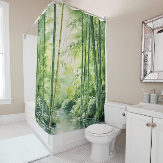 Waterverf japans bamboe bos douchegordijn (In situ)