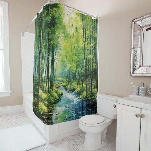 Waterverf japans bamboe bos douchegordijn (In situ)