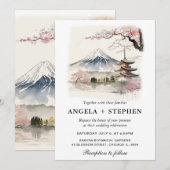 Waterverf Japans Fuji en Pagode Schilderachtig bru Kaart (Voorkant / Achterkant)